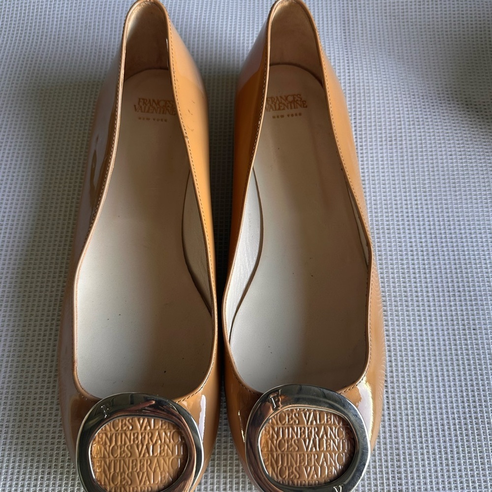 FRANCES VALENTINE Tan Flats with Silver Accent